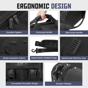 90L Foldable Rolling Duffel Bag with Wheels, Extra Large 34 Inch Travel Duffel Bag with Shoulder Strap for Travel Camping Sports, Waterproof Large Gym Bag, Travel Backpack for Men Women, Black