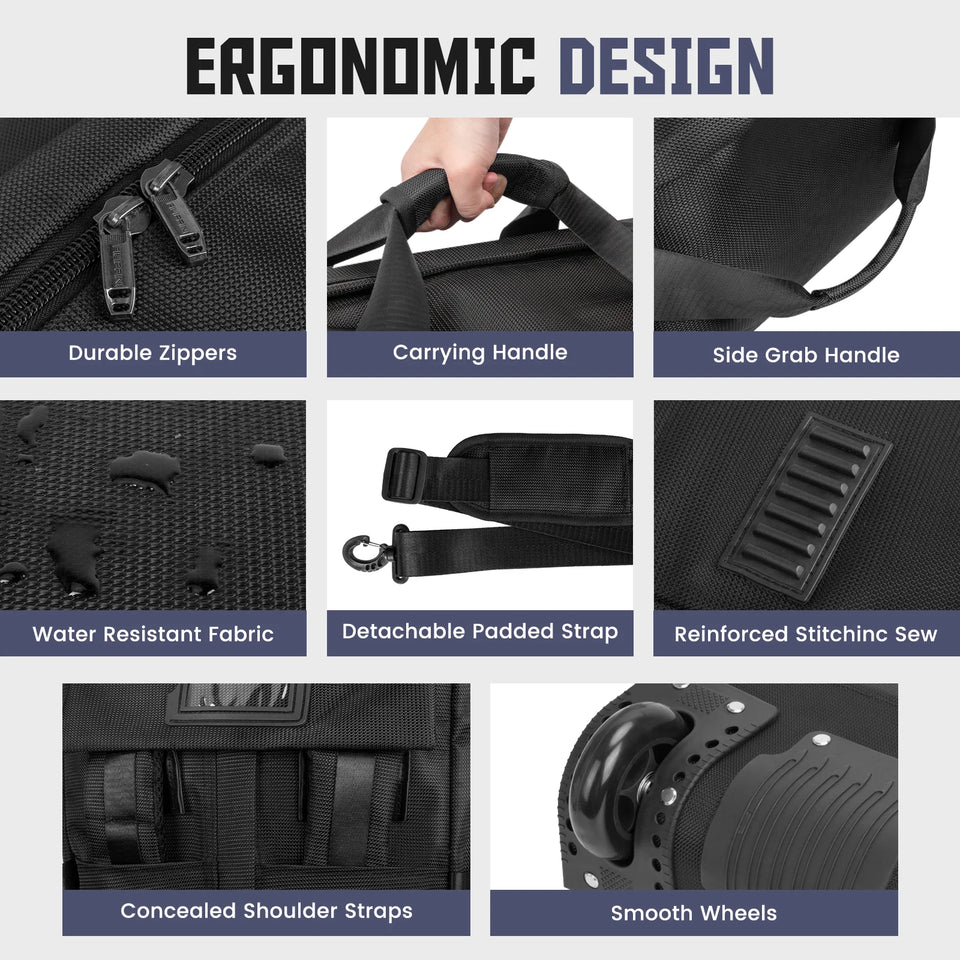 90L Foldable Rolling Duffel Bag with Wheels, Extra Large 34 Inch Travel Duffel Bag with Shoulder Strap for Travel Camping Sports, Waterproof Large Gym Bag, Travel Backpack for Men Women, Black