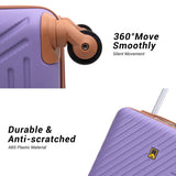 3 Piece Carry-On Luggage Sets, Hardside Suitcase Set with Spinner Wheels, Portable Travel Bag and Toiletry Bag, Light Purple