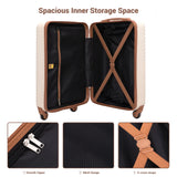 3 Piece Carry-On Luggage Sets, Hardside Suitcase Set with Spinner Wheels, Portable Travel Bag and Toiletry Bag, White