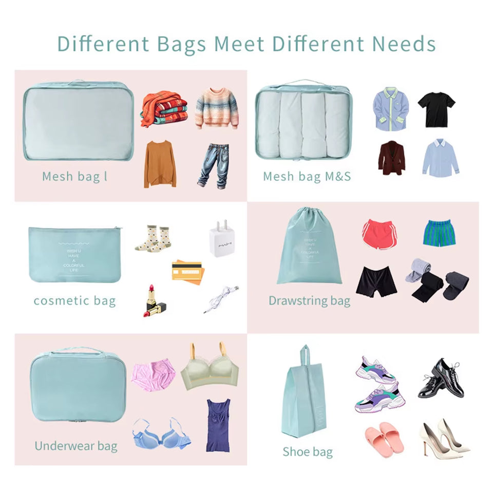 7-Piece Travel Storage Bag Set – Large Capacity Luggage Organizer for Clothes, Moving & Packing