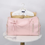 Travel Garment Bag Convertible Garment Duffle Bag Multi-Pockets Suit Travel Bag Foldable PU Leather Duffle Bag for Men Women