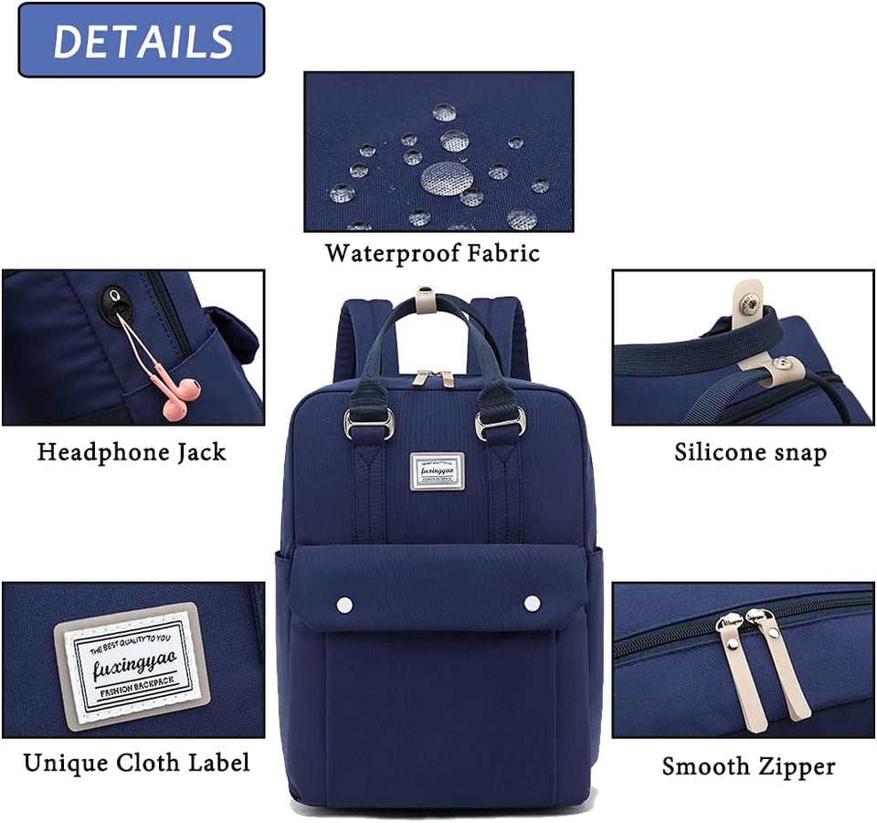 Women Laptop Backpack, Durable Travel Backpack with Headphone Cable Hole, anti Theft Backpack for Fits 15.6 Inch Notebook, Multicolor.Blue