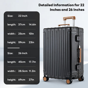 22 Inch Carry on Luggage Suitcase Locks Tsa Approved Hardside Lightweight Sui...
