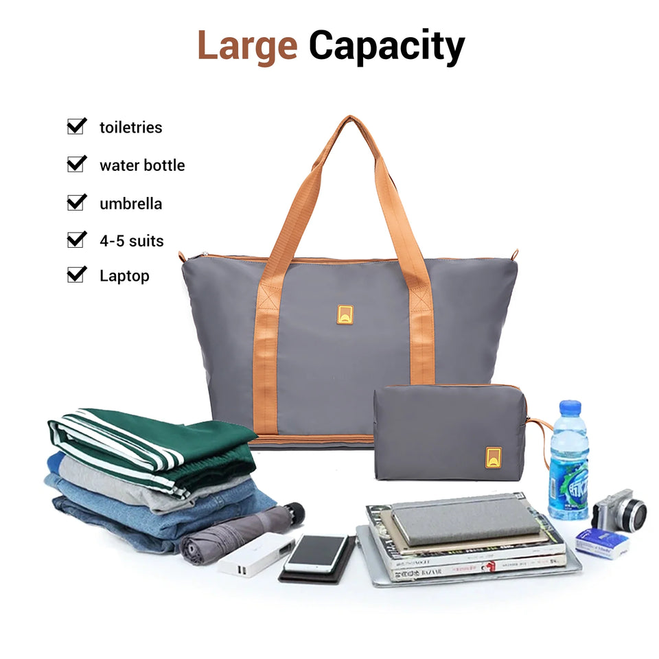 3 Piece Carry-On Luggage Sets, Hardside Suitcase Set with Spinner Wheels, Portable Travel Bag and Toiletry Bag, Gray