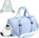 Gym Duffle Bag Dry Wet Separated Gym Bag Sport Duffle Bag Training Handbag Yoga Bag with Extra Drawstring Backpack for Man and Women (Blue-Upgrade) Large