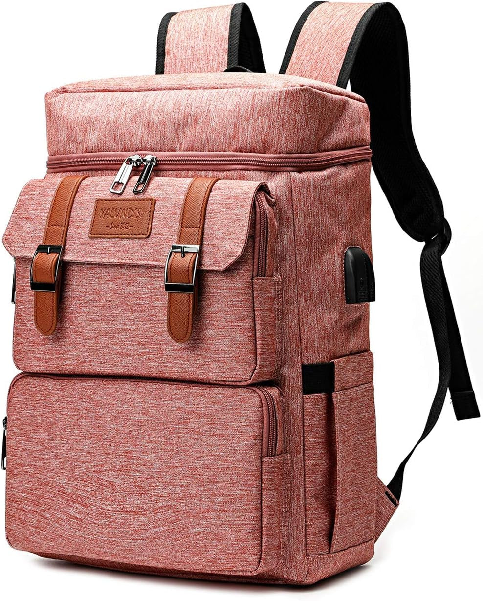 Vintage Backpack for Men Women Laptop Backpack Bookbags College Backpack Pink 16 Inch