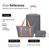 3 Piece Carry-On Luggage Sets, Hardside Suitcase Set with Spinner Wheels, Portable Travel Bag and Toiletry Bag, Gray