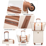 3 Piece Carry-On Luggage Sets, Hardside Suitcase Set with Spinner Wheels, Portable Travel Bag and Toiletry Bag, White