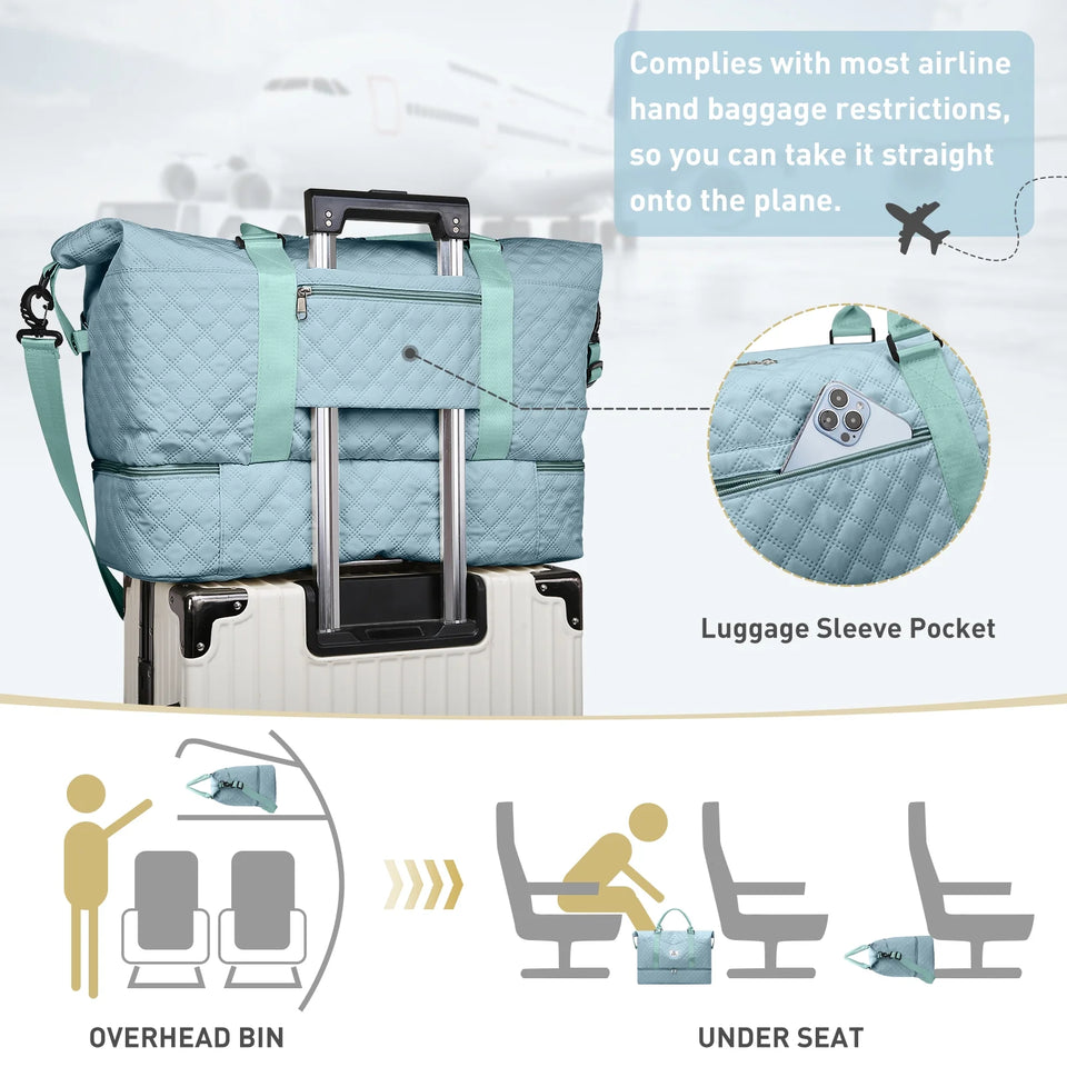 Travel Duffle Bag Weekender Bags for Women with Shoe Compartment Carry on Overnight Bag Gym Duffel Bag with Wet Pocket Hospital Bags for Labor and Delivery