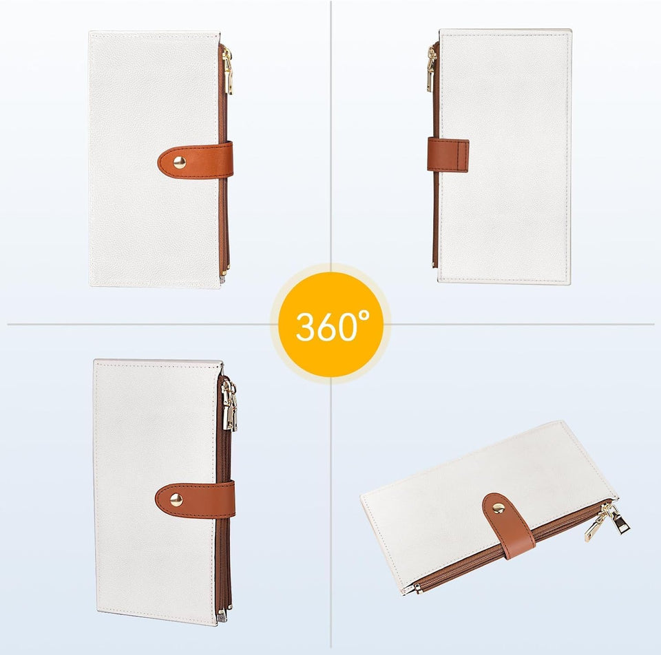 Leather Wallets for Women Slim RFID Blocking Bifold Credit Card Holder Wallet