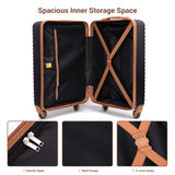 3 Piece Carry-On Luggage Sets, Hardside Suitcase Set with Spinner Wheels, Portable Travel Bag and Toiletry Bag, Black