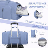 Gym Duffle Bag Backpack Waterproof Sports Duffel Bags Travel Weekender Bag for Men Women Overnight Bag with Shoes Compartment Blue