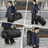 90L Foldable Rolling Duffel Bag with Wheels, Extra Large 34 Inch Travel Duffel Bag with Shoulder Strap for Travel Camping Sports, Waterproof Large Gym Bag, Travel Backpack for Men Women, Black