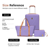 3 Piece Carry-On Luggage Sets, Hardside Suitcase Set with Spinner Wheels, Portable Travel Bag and Toiletry Bag, Light Purple