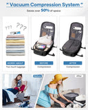 Vacuum Backpack for Travel, Vacuum Seal Carry on Backpack with Vacuum Compression, Vacuum Travel Backpack with Pump for Women Men Airline Approved Air Backpack Vacpack for Work College Daypack Black