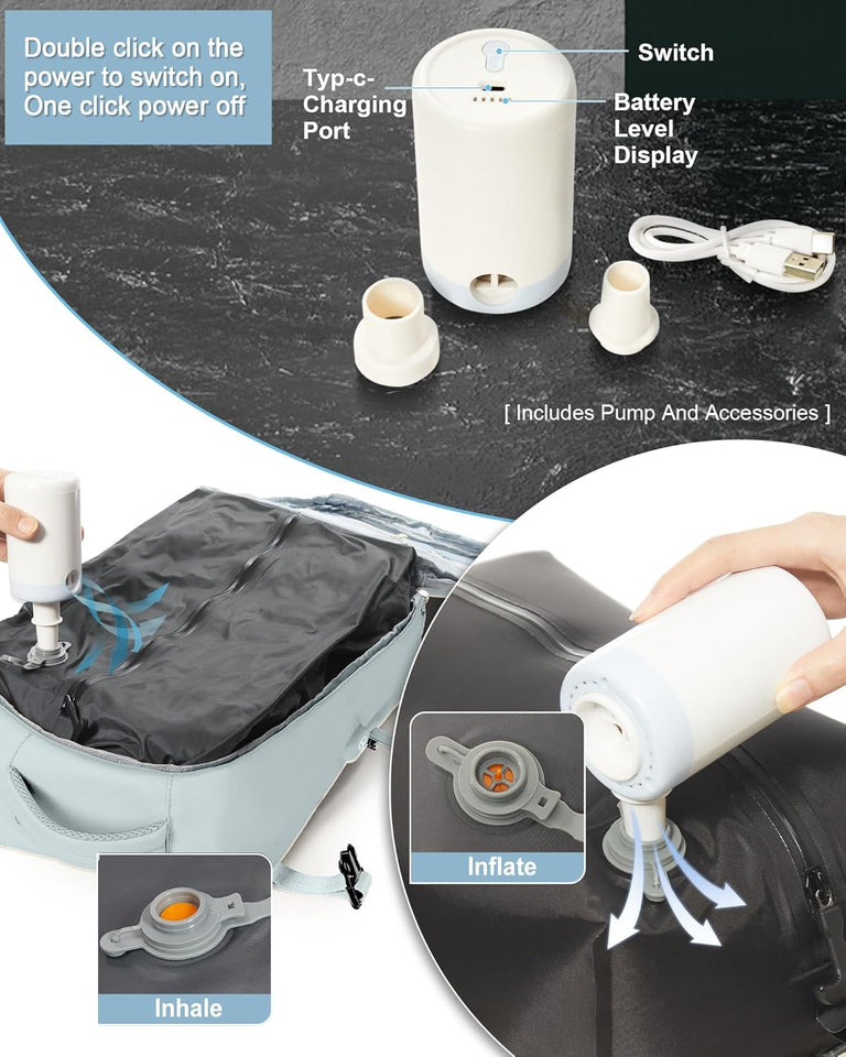 Vacuum Seal Compression Travel Backpack with Pump for Women Men Airback Vacpack