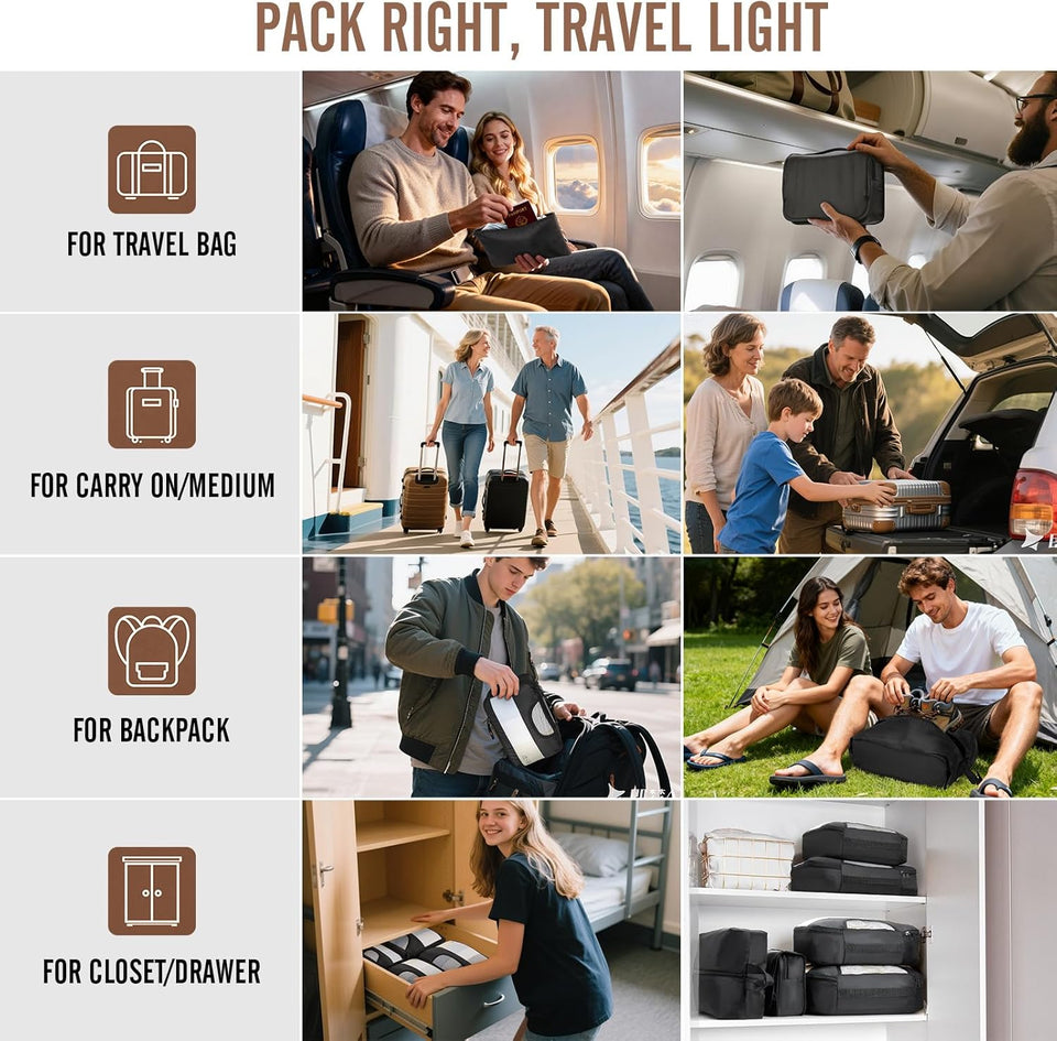 10 Set/8 Set Packing Cubes for Travel Essentials, Suitcase Organizer Bags in 4 Sizes, Carry-On Luggage Accessories with Large Laundry & Toiletry Bag, Must-Have for Airplane, Road Trip & Camping