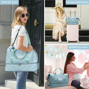 Travel Duffle Bag Weekender Bags for Women with Shoe Compartment Carry on Overnight Bag Gym Duffel Bag with Wet Pocket Hospital Bags for Labor and Delivery