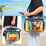 Clear Bag for Stadium Events 12×6×12 Clear Tote Lunch Bag with Reinforced Strap for Work, Concert and Sports, Black