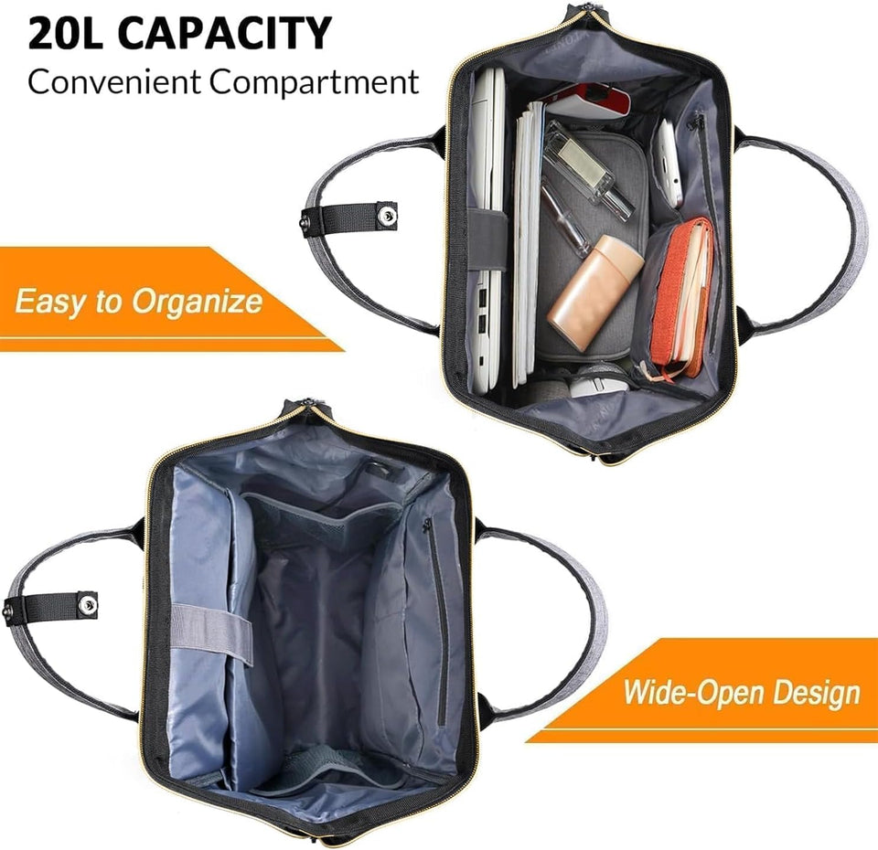 Backpack for Women, 15.6 Inch Bookbag for Women Laptop Bookbag, Wide Open Anti-Theft Teacher Backpack College School Work Nurse Bag, Water Resistant Business Computer Bag, Grey