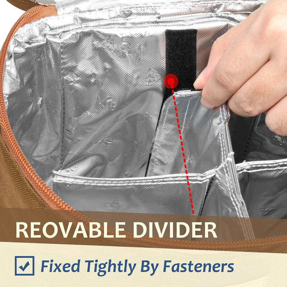 4 Bottle Wine Gift Carrier - Insulated & Padded Portable Wine Carrying Cooler Tote Bag for Travel, BYOB Restaurant, Wine Tasting, Party, Gift for Wine Lovers,Khaki