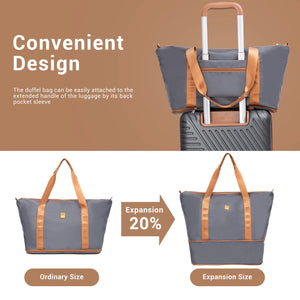 3 Piece Carry-On Luggage Sets, Hardside Suitcase Set with Spinner Wheels, Portable Travel Bag and Toiletry Bag, Gray