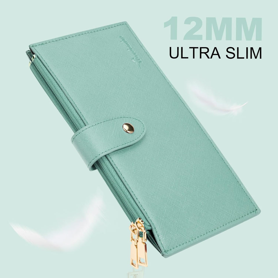 RFID Wallet Women Large Size Bifold Multi Card Wallet Case with Zipper Pocke Credit Card Holder for Women