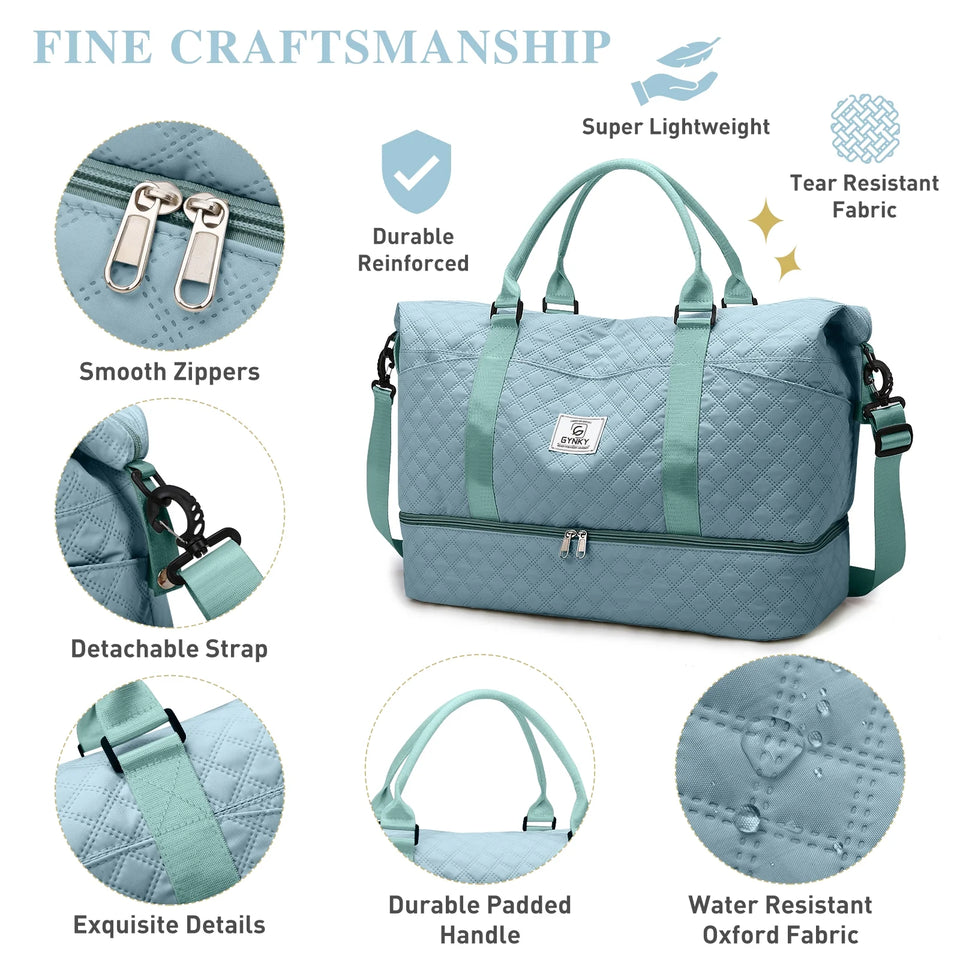 Travel Duffle Bag Weekender Bags for Women with Shoe Compartment Carry on Overnight Bag Gym Duffel Bag with Wet Pocket Hospital Bags for Labor and Delivery