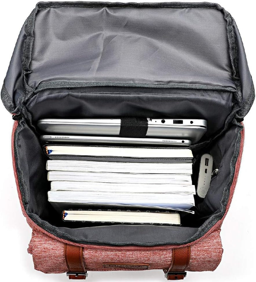 Vintage Backpack for Men Women Laptop Backpack Bookbags College Backpack Pink 16 Inch