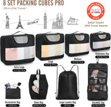 10 Set/8 Set Packing Cubes for Travel Essentials, Suitcase Organizer Bags in 4 Sizes, Carry-On Luggage Accessories with Large Laundry & Toiletry Bag, Must-Have for Airplane, Road Trip & Camping