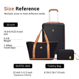 3 Piece Carry-On Luggage Sets, Hardside Suitcase Set with Spinner Wheels, Portable Travel Bag and Toiletry Bag, Black
