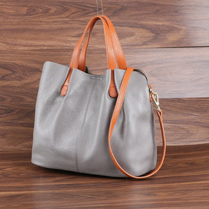 Womens Simple Casual Soft Leather Tote Bag AliExpress