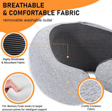 1 PCS Hooded Travel Neck Pillow Memory Foam for Airplane Car Office Sleeping Long Flight Road Trip Essentials Light Gray
