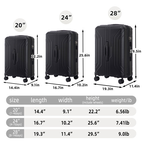 20  24  28  3 Pcs  Set In ABS Spinner Wheel Luggage, Carry On Suitcase, Matching Color, TSA Combination Lock AliExpress