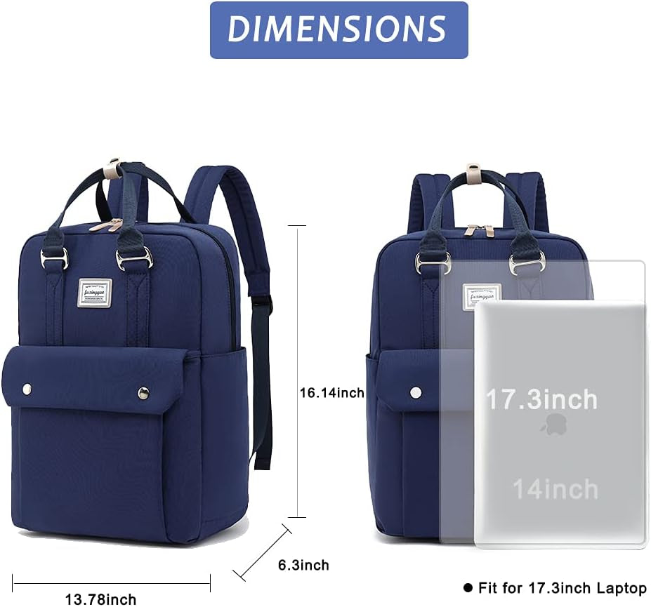 Women Laptop Backpack, Durable Travel Backpack with Headphone Cable Hole, anti Theft Backpack for Fits 15.6 Inch Notebook, Multicolor.Blue