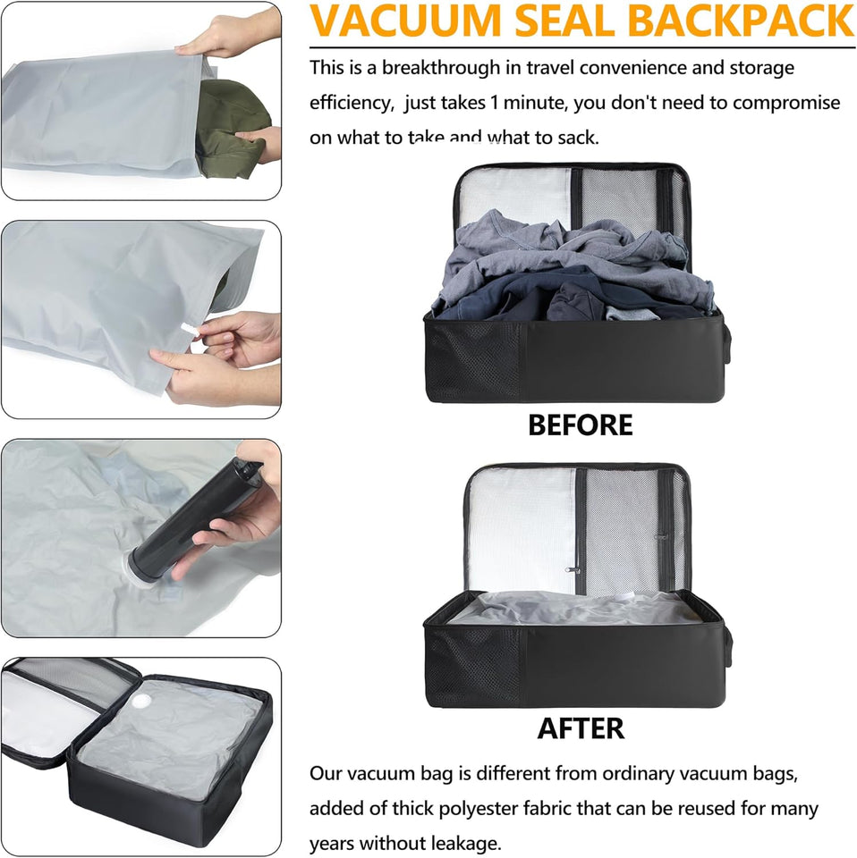 Travel Vacuum Backpack, 60L Seal Compression Airback Vacpack with Travel Pump, C