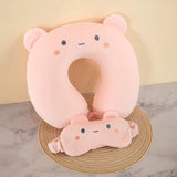 Cartoon Eye Mask U-Shaped Pillow Slow Rebound Memory Foam Neck Pillow Car Airplane Travel Neck Pillow Office Nap Pillow