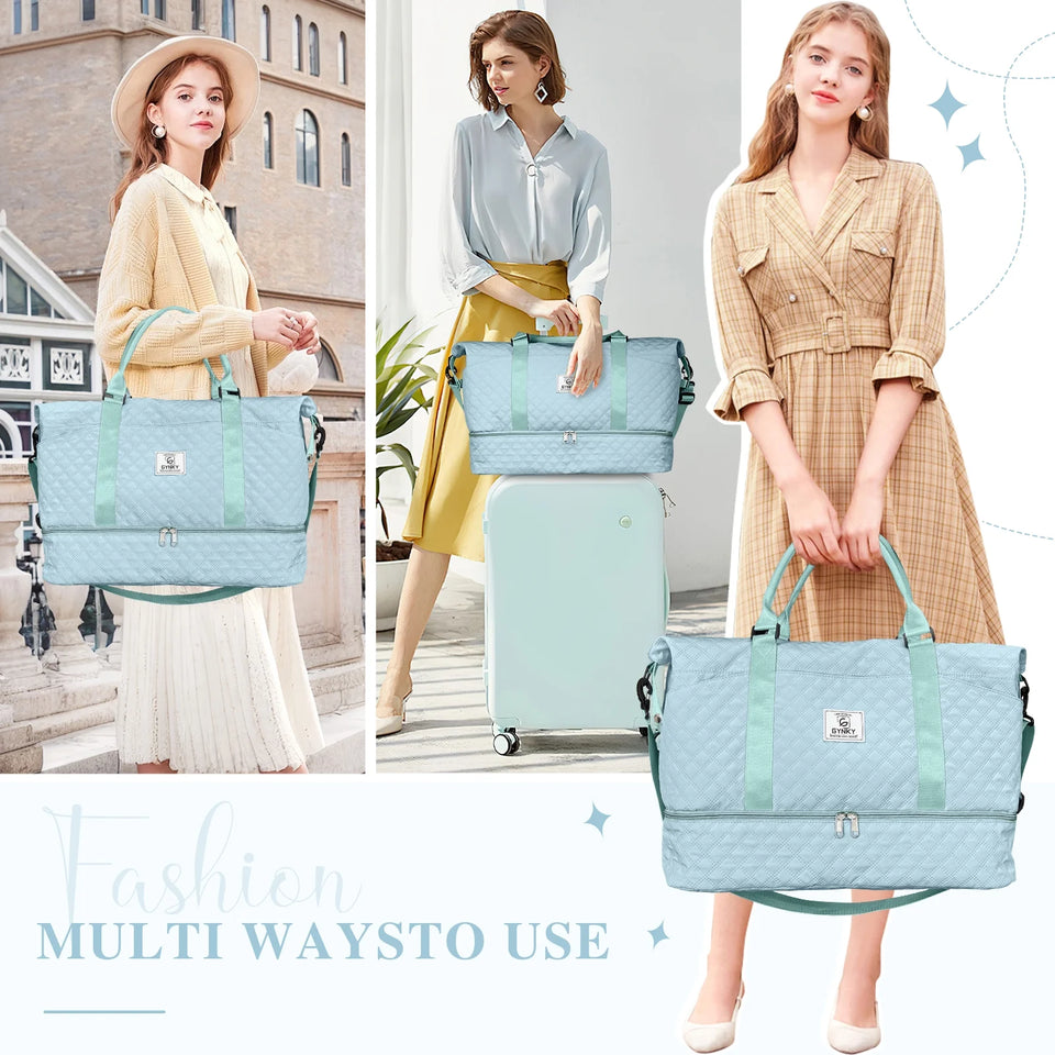 Travel Duffle Bag Weekender Bags for Women with Shoe Compartment Carry on Overnight Bag Gym Duffel Bag with Wet Pocket Hospital Bags for Labor and Delivery