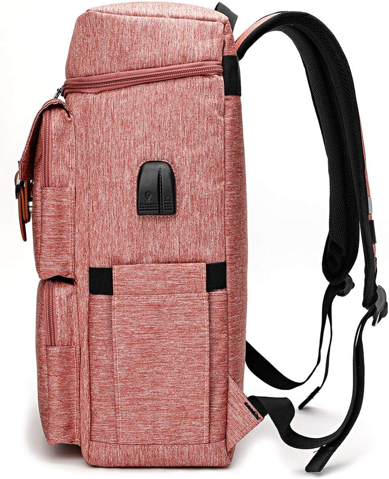 Vintage Backpack for Men Women Laptop Backpack Bookbags College Backpack Pink 16 Inch