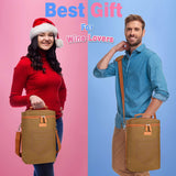 4 Bottle Wine Gift Carrier - Insulated & Padded Portable Wine Carrying Cooler Tote Bag for Travel, BYOB Restaurant, Wine Tasting, Party, Gift for Wine Lovers,Khaki