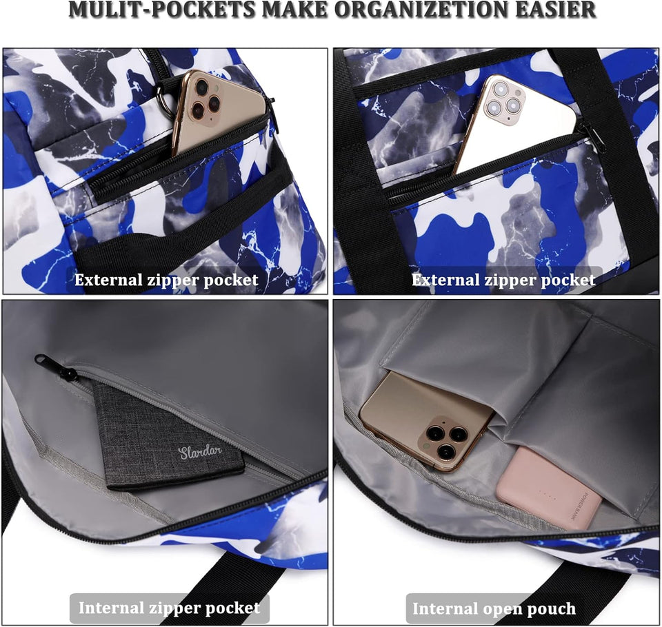 Kids Overnight Duffle Bag Boys Sports Gym Bag with Shoe Compartment & Wet Pocket, Carry on Sleepover Bag Athletic Bag