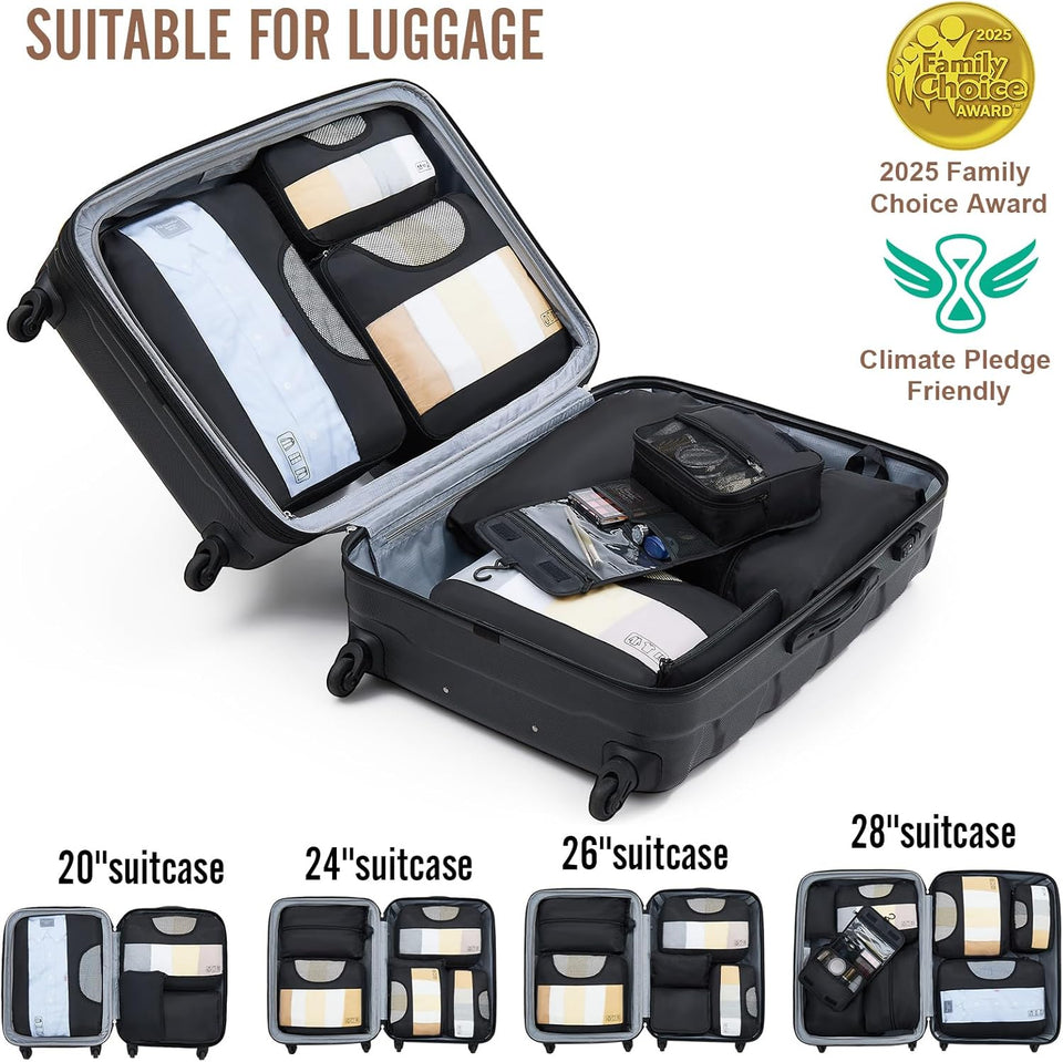 10 Set/8 Set Packing Cubes for Travel Essentials, Suitcase Organizer Bags in 4 Sizes, Carry-On Luggage Accessories with Large Laundry & Toiletry Bag, Must-Have for Airplane, Road Trip & Camping