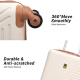 3 Piece Carry-On Luggage Sets, Hardside Suitcase Set with Spinner Wheels, Portable Travel Bag and Toiletry Bag, White