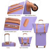 3 Piece Carry-On Luggage Sets, Hardside Suitcase Set with Spinner Wheels, Portable Travel Bag and Toiletry Bag, Light Purple