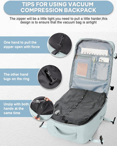 Vacuum Seal Compression Travel Backpack with Pump for Women Men Airback Vacpack