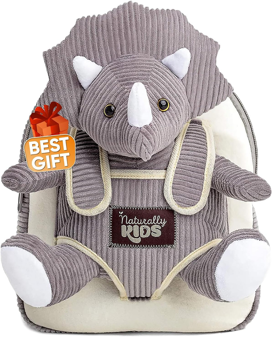 Small Dinosaur Backpack - Triceratops Dinosaur Toys for Kids 3-5 - Toddler Backpack for Boys & Girls - Grey Plush Stuffed Animal