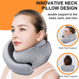1 PCS Hooded Travel Neck Pillow Memory Foam for Airplane Car Office Sleeping Long Flight Road Trip Essentials Light Gray