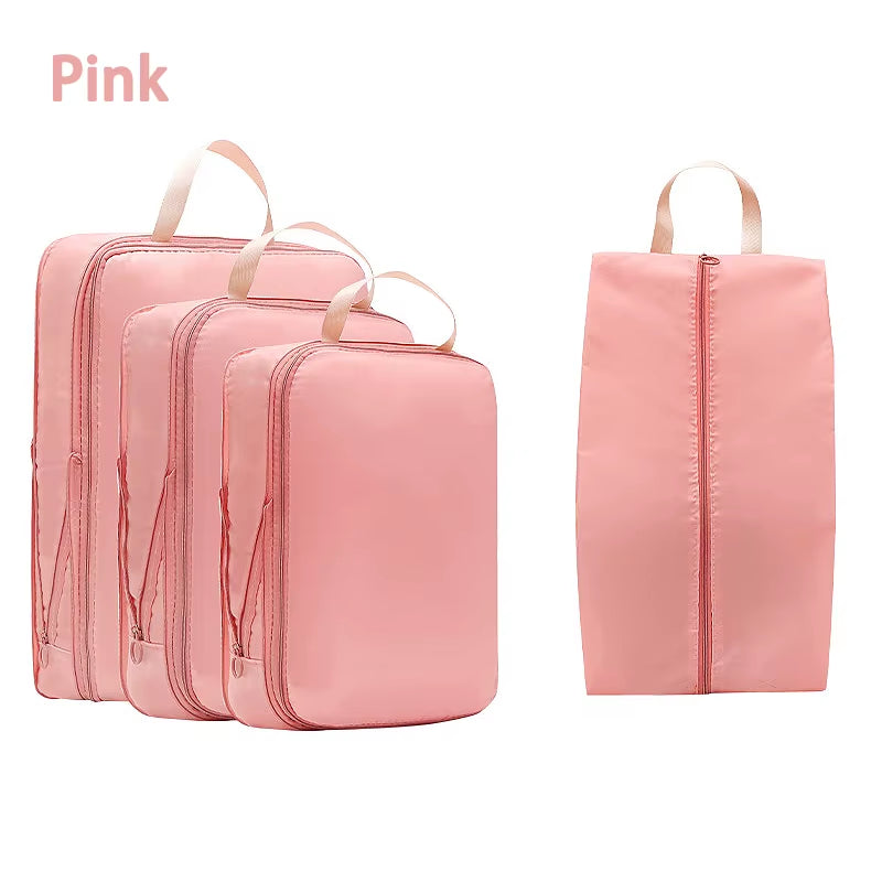 4Pcs/Set Travel Compression Bag Luggage Organizer Travel Pouch Packing Cubes for Travel Bag Organizer Travel Storage Bag