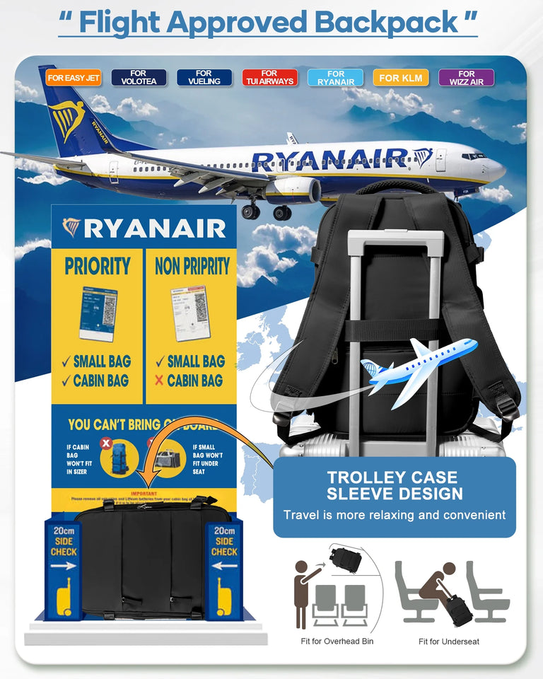 Vacuum Backpack for Travel, Vacuum Seal Carry on Backpack with Vacuum Compression, Vacuum Travel Backpack with Pump for Women Men Airline Approved Air Backpack Vacpack for Work College Daypack Black